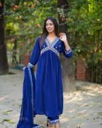 Indain Cherry Georgette Aleya Cut Three Piece Set - Image 2